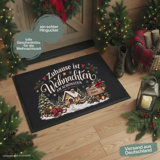 Personalisierte Fußmatte Weihnachten | Schmutzfangmatte | Fußmatte Eingang | Weihnachtsfußmatte | rutschfeste Fußmatte | Haustürmatte Name