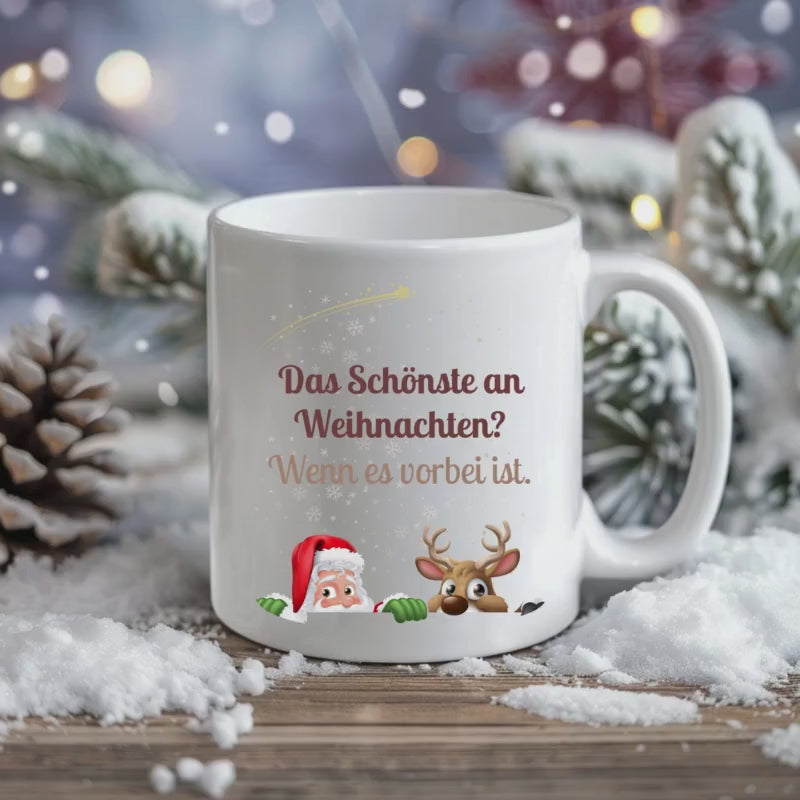 Anti-Weihnachtstasse mit Spruch | Lustige Tasse Weihnachten Geschenk Freund Kollegin Familie | Weihnachtsbecher Rentier | Wichtelgeschenk