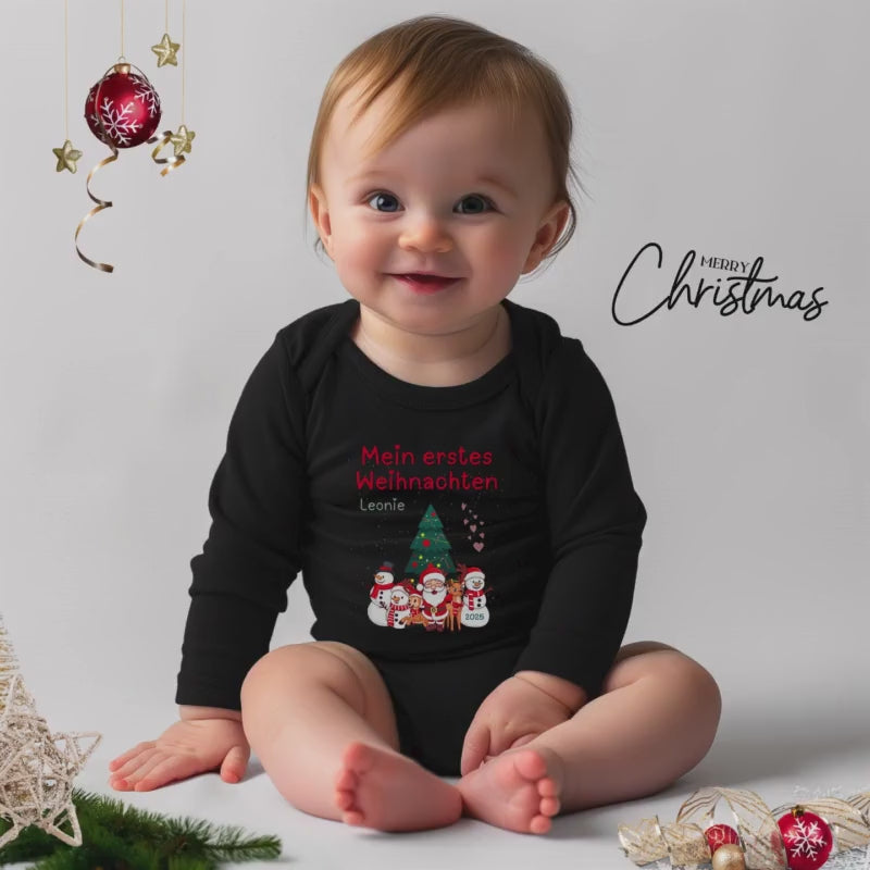Weihnachten Babybody Langarm | Mein erstes Weihnachten Body Baby Geschenkidee | Baby Weihnachten Fotoshooting Weihnachtsbody personalisiert