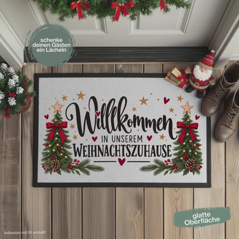 Fußmatte Weihnachten | Schmutzfangmatte | Fußmatte Eingang | Weihnachtsfußmatte | rutschfeste Fußmatte | Haustürmatte | Fußmatte Willkommen