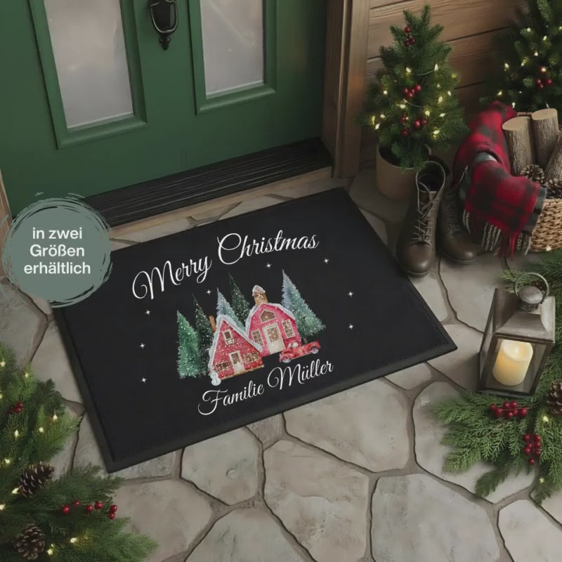 Personalisierte Fußmatte Weihnachten | Weihnachtsfußmatte mit Namen | Fußmatte personalisiert Weihnachtsmotiv | Türmatte Weihnachten Familie
