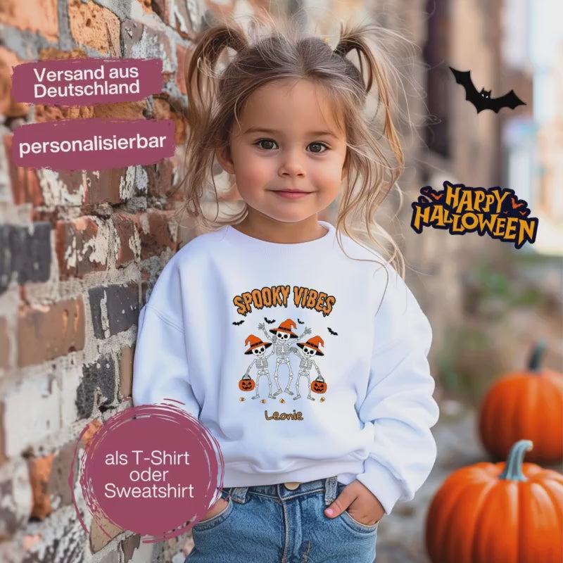 Halloween Pullover Jungen Mädchen | Halloween T-Shirt Kinder | Süßes oder Saures Shirt | Halloween Sweatshirt Kinder Personalisiertes Outfit