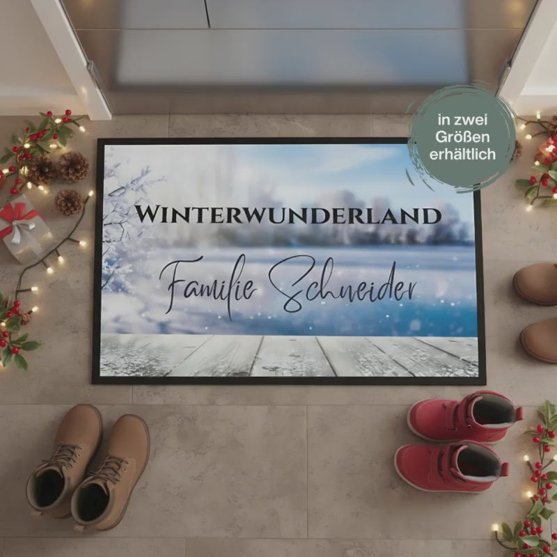 Weihnachtsfußmatte personalisiert Winterwunderland | Türmatte mit Familienname | Geschenkidee Weihnachten | Fußmatte Winter personalisiert