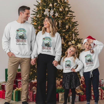 Weihnachtspullover Familie Weihnachtszug | Partnerlook Weihnachten | Geschwister Outfit Weihnachten personalisiert Weihnachtsoutfit Familie