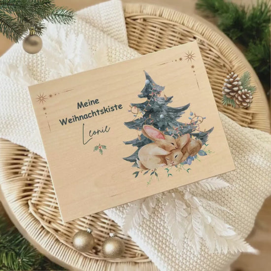 Weihnachtskiste personalisiert Holz | Geschenkbox Weihnachten Idee | Holzkiste Adventskalender ohne Inhalt | Weihnachtsgeschenk mit Namen