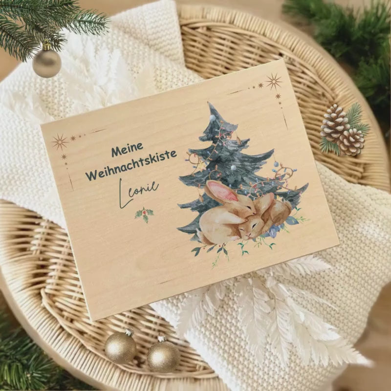 Weihnachtskiste personalisiert Holz | Geschenkbox Weihnachten Idee | Holzkiste Adventskalender ohne Inhalt | Weihnachtsgeschenk mit Namen