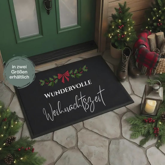 Fußmatte Weihnachten | Weihnachtsfußmatte Frohe Weihnachten | Festliche Türmatte Winterdorf | Weihnachtstürmatte Familie Freunde Nachbarn