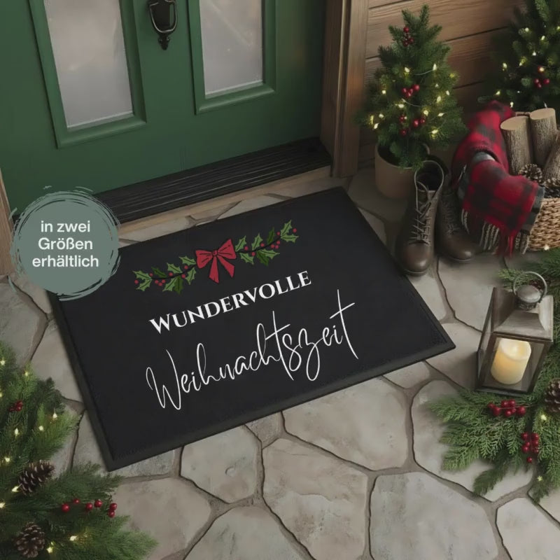 Fußmatte Weihnachten | Weihnachtsfußmatte Frohe Weihnachten | Festliche Türmatte Winterdorf | Weihnachtstürmatte Familie Freunde Nachbarn