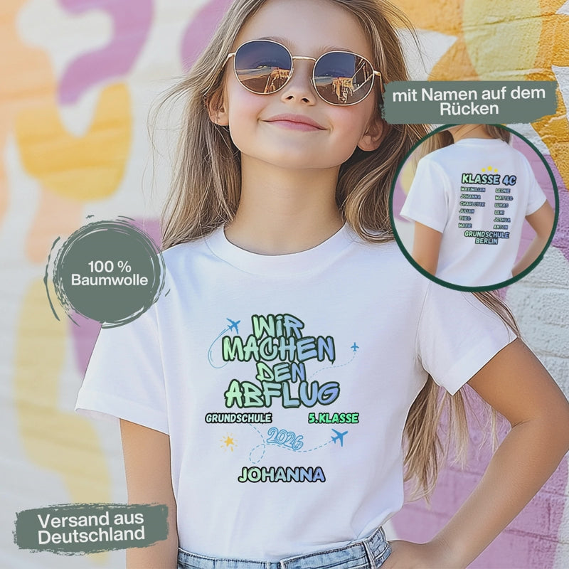 Abschiedsgeschenk 4. Klasse T-Shirt 2026 personalisiert mit Name, Grundschule Abschied Shirt, Schulabschluss Kind Geschenk Wechsel 5. Klasse