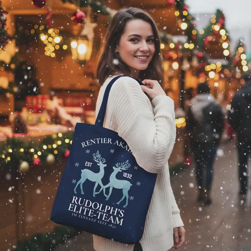 Weihnachtstasche Stoff | Jutebeutel Weihnachten Rentier | Weihnachtsgeschenktasche Baumwolle | Einkaufstasche Geschenk Weihnachten Tasche