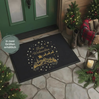 Fußmatte Weihnachten | Weihnachtsfußmatte Frohe Weihnachten | Festliche Türmatte Winterdorf | Weihnachtstürmatte Familie Freunde Nachbarn