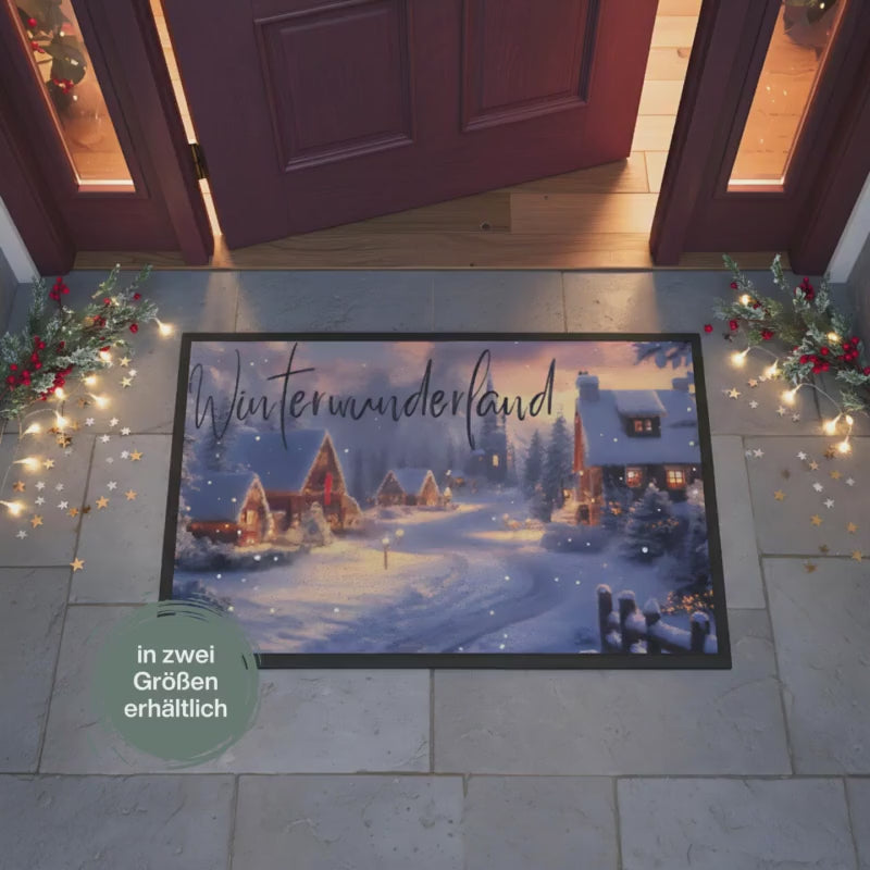 Weihnachtsfußmatte Winterwunderland | Festliche Türmatte | Weihnachtstürmatte Familie Freunde Nachbarn Winter Fußmatte Weihnachten Geschenk