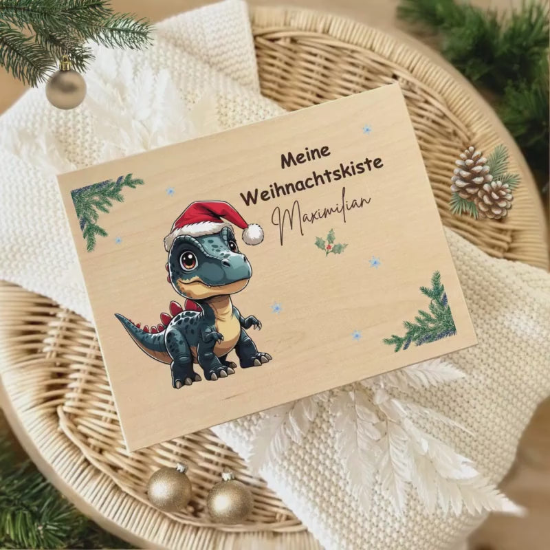 Holzkiste Weihnachten Geschenk | Weihnachtsbox mit Namen personalisiert | Adventskiste Holz ohne Inhalt | Geschenkverpackung Weihnachten