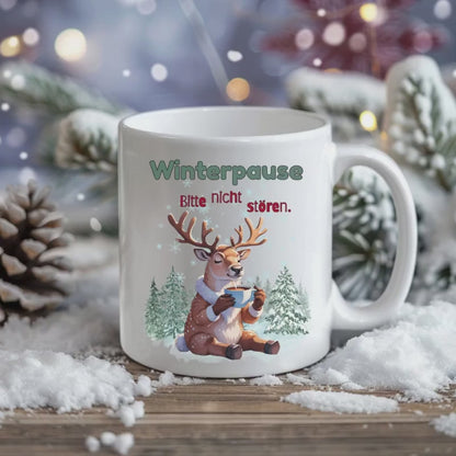 Weihnachtstasse Rentier Winterpause | Lustiger Weihnachtsbecher mit Spruch Geschenkidee Weihnachten Kollegin Freund Familie | Winter Tasse
