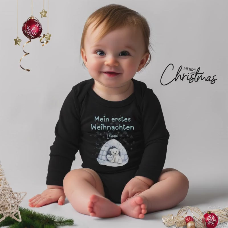 Mein erstes Weihnachten Body Baby | Langarm Body Weihnachten Baby Geschenk | Babys erstes Weihnachten Outfit Fotoshooting | Weihnachtsbody