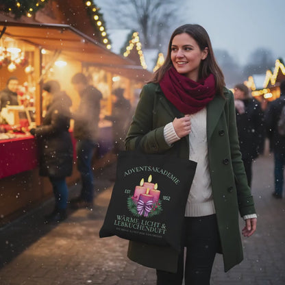 Stofftasche Weihnachten Adventsakademie | Jutebeutel mit Weihnachtsmotiv | Einkaufstasche Advent Geschenkidee | Baumwolltasche Weihnachten