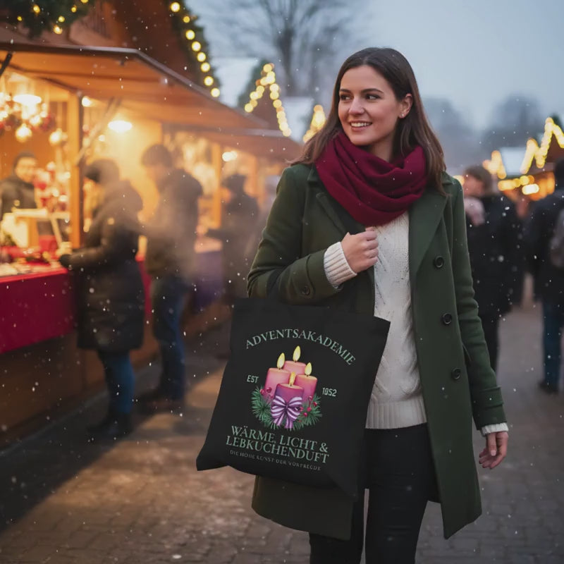 Stofftasche Weihnachten Adventsakademie | Jutebeutel mit Weihnachtsmotiv | Einkaufstasche Advent Geschenkidee | Baumwolltasche Weihnachten