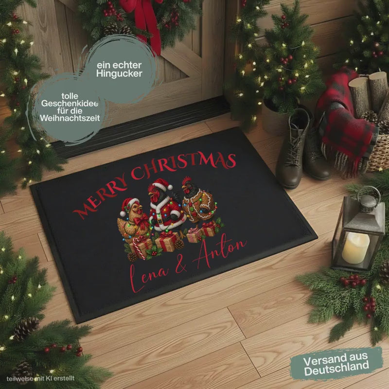 Personalisierte Fußmatte Weihnachten | Schmutzfangmatte | Fußmatte Eingang | Weihnachtsfußmatte | rutschfeste Fußmatte | Haustürmatte Name