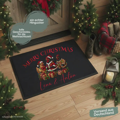 Personalisierte Fußmatte Weihnachten | Schmutzfangmatte | Fußmatte Eingang | Weihnachtsfußmatte | rutschfeste Fußmatte | Haustürmatte Name