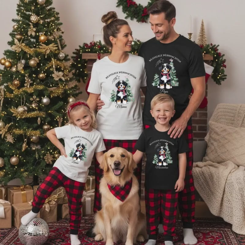 Weihnachtspullover Familie Hund Weihnachten | Partnerlook Weihnachten Eltern Kinder Baby | personalisiertes Familienoutfit Geschwisteroutfit
