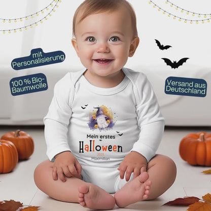 Mein erstes Halloween Body Langarm Baby | Halloween Geschenkidee | Babybody personalisiert mit Namen | Halloween Outfit Junge Mädchen