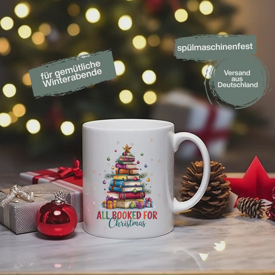Weihnachtstasse Bücherliebhaber | Geschenkidee Weihnachten für Leseratten & Buchfans | Lustige Tasse Weihnachten mit Spruch Wichtelgeschenk