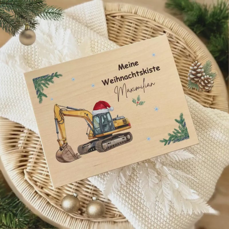 Weihnachtskiste personalisiert Holz | Geschenkbox Weihnachten Idee | Holzkiste Adventskalender ohne Inhalt | Weihnachtsgeschenk mit Namen