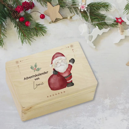 Adventskalender aus Holz personalisiert | DIY Adventskiste zum Befüllen | Weihnachtsbox mit Namen | Geschenkidee Weihnachten ohne Inhalt