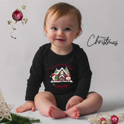 Weihnachten Baby Body Langarm | Mein erstes Weihnachten Body Baby Geschenk | Personalisierter Weihnachtsbody mit Namen | Outfit Fotoshooting