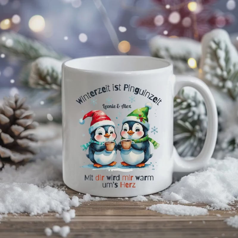 Weihnachtstasse Pinguin Tasse Weihnachten | Weihnachtsgeschenk Freundin | Wichtelgeschenke Ideen | Kleines Geschenk Weihnachten Tassen