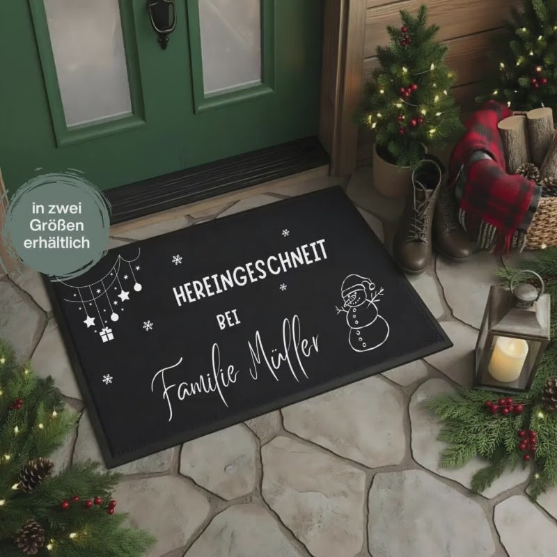 Personalisierte Weihnachtsfußmatte mit Namen | Lustige Türmatte Weihnachten Familie | Fußmatte personalisiert Winter | Weihnachtsmatte Flur