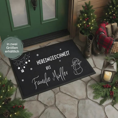 Personalisierte Weihnachtsfußmatte mit Namen | Lustige Türmatte Weihnachten Familie | Fußmatte personalisiert Winter | Weihnachtsmatte Flur