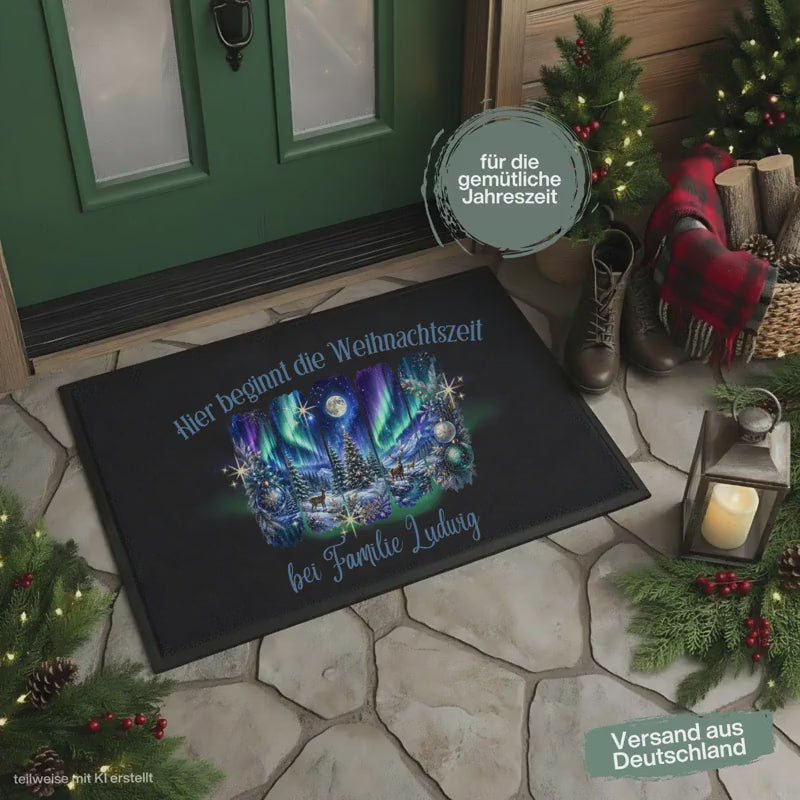 Personalisierte Fußmatte Weihnachten | Schmutzfangmatte | Fußmatte Eingang | Weihnachtsfußmatte | rutschfeste Fußmatte | Haustürmatte Name
