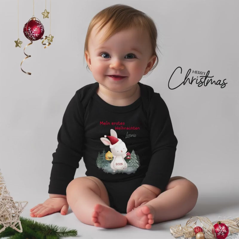 Mein erstes Weihnachten Body Baby | Langarm Body Weihnachten Baby Outfit | Babys erstes Weihnachten Geschenk | Weihnachtsbody personalisiert