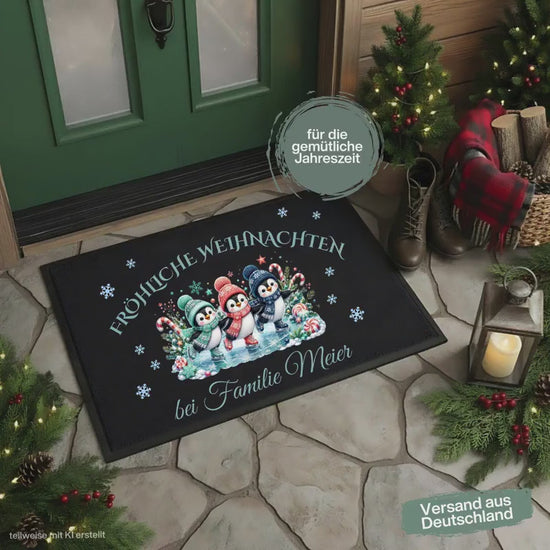 Personalisierte Fußmatte Weihnachten | Schmutzfangmatte | Fußmatte Eingang | Weihnachtsfußmatte | rutschfeste Fußmatte | Haustürmatte Name
