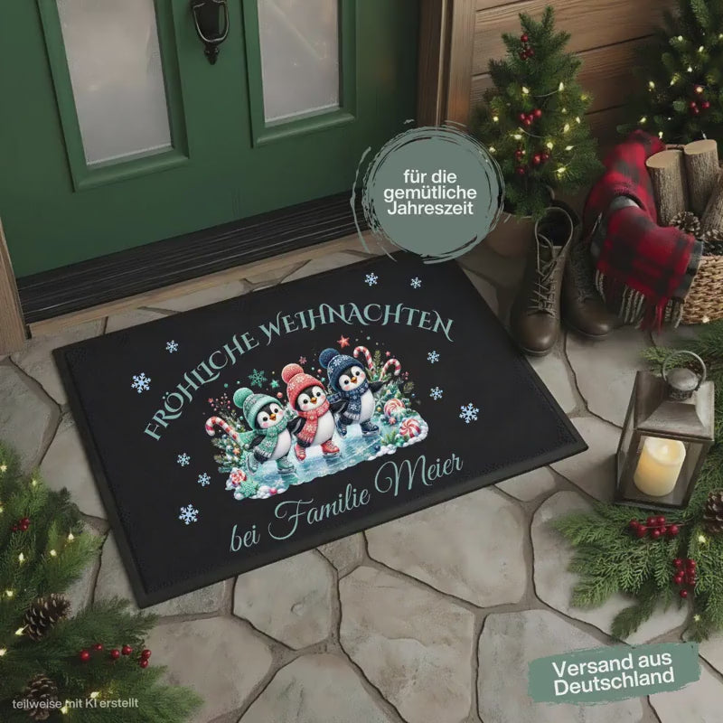 Personalisierte Fußmatte Weihnachten | Schmutzfangmatte | Fußmatte Eingang | Weihnachtsfußmatte | rutschfeste Fußmatte | Haustürmatte Name